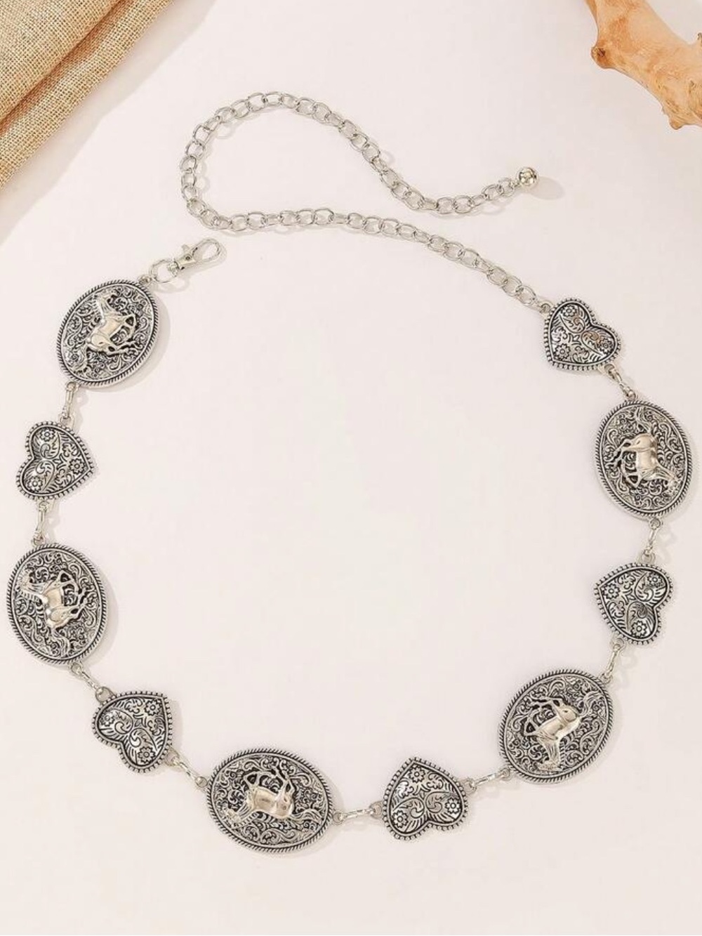 Silver Western Concho Heart Link Belt NEW 🏷️